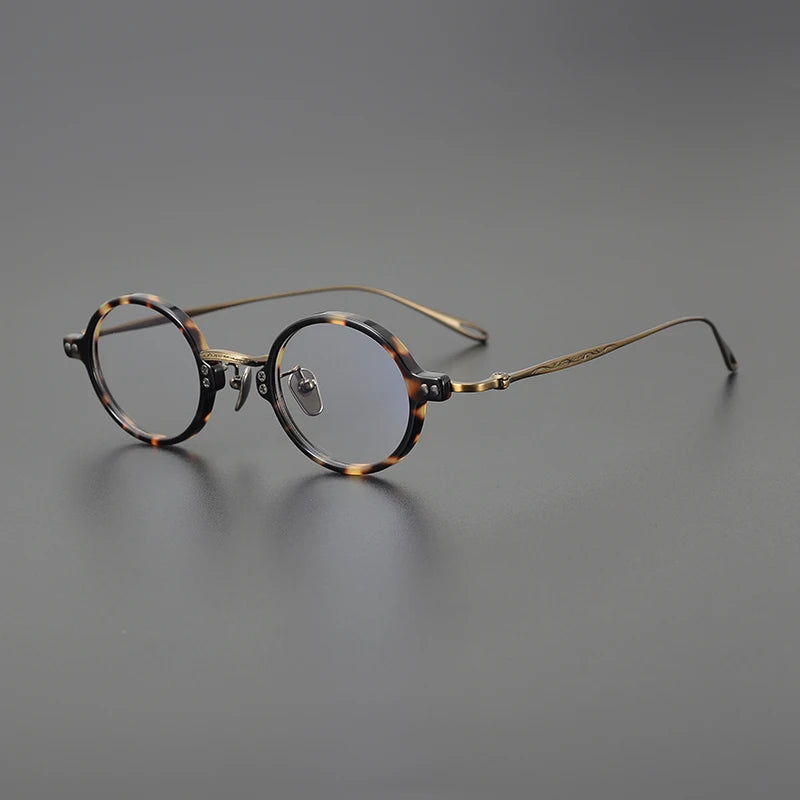 Stylish Black Unisex Acetate & Titanium Round Eyeglasses Frame 65956 - Perfect for Work, Reading & Fashion Accessories
