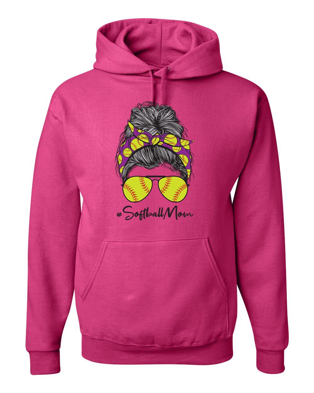 Wild Bobby Messy Bun Softball Mom Hoodie - Unisex Game Day Sweatshirt for Sports Lovers | Perfect for Mother's Day Gifts & Baseball Mom Team Spirit | Soft Comfortable Pullover for Casual Wear, Sideline Cheering & Weekend Outfits