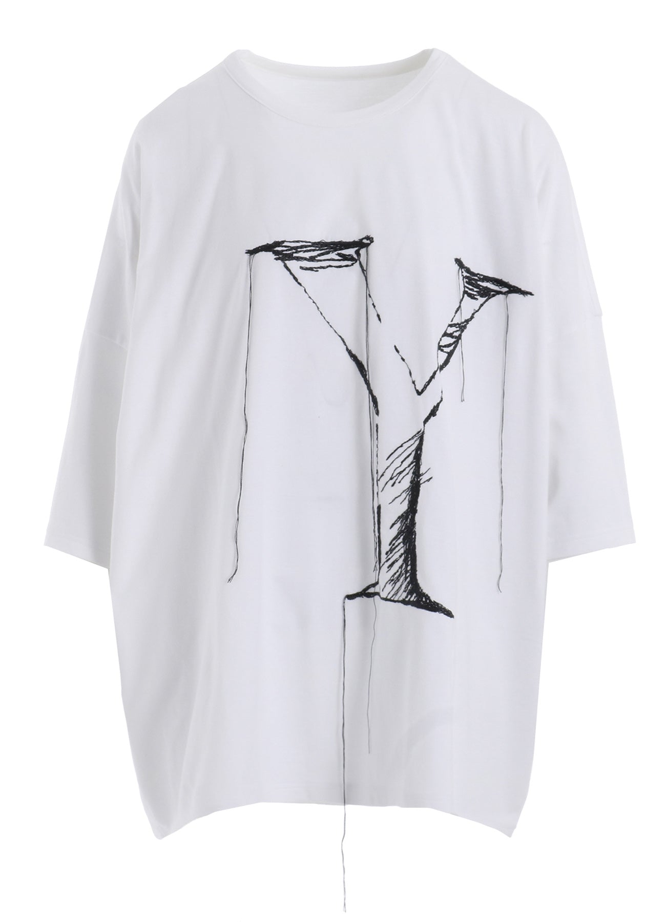 Y's Logo Stitch Cotton Jersey Round Neck T-Shirt for Men - Comfortable Casual Wear for Everyday Outfits and Street Style