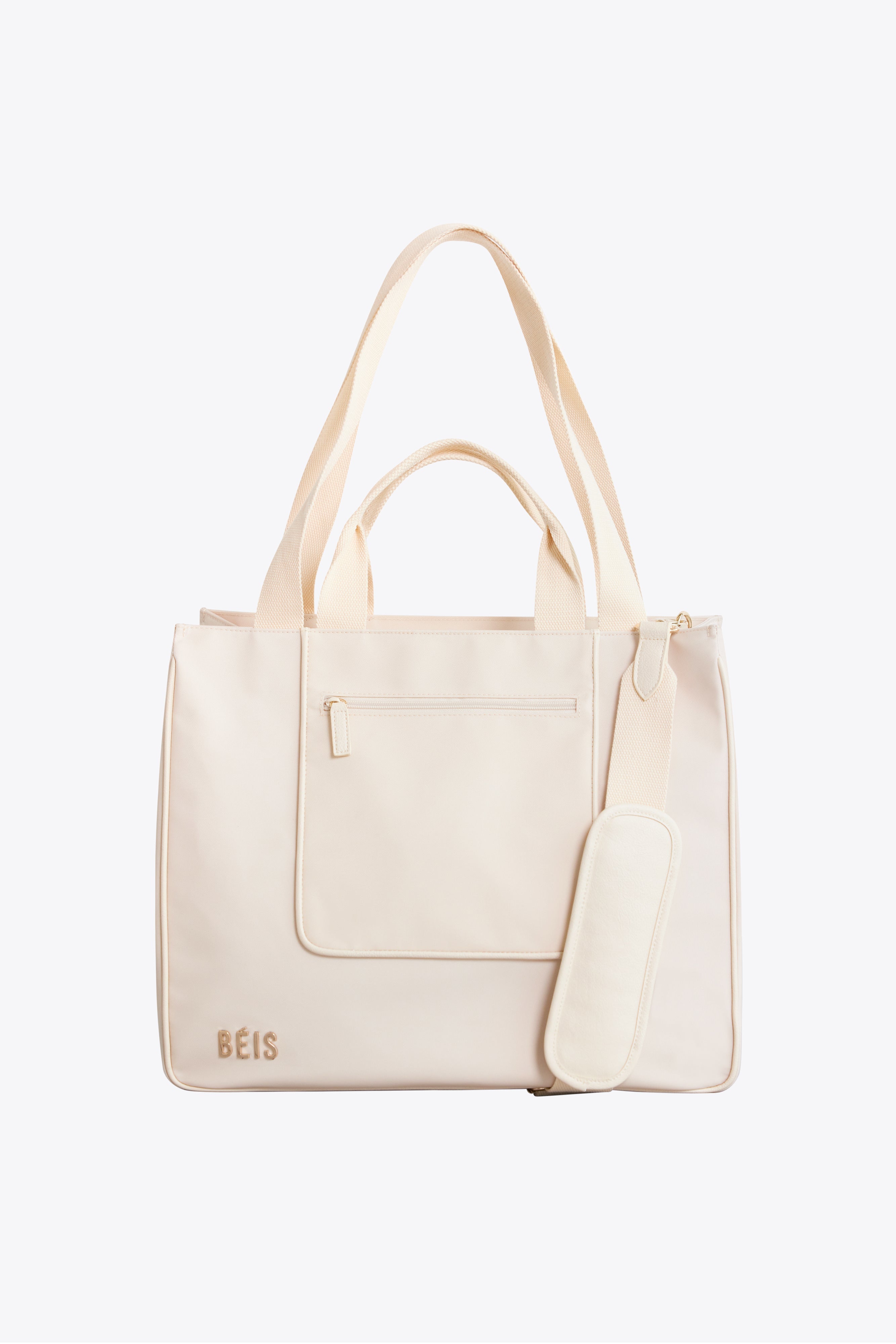 Stylish Beige East to West Tote Bag - Versatile Canvas Shoulder Bag for Women, Perfect for Work, Travel & Everyday Use