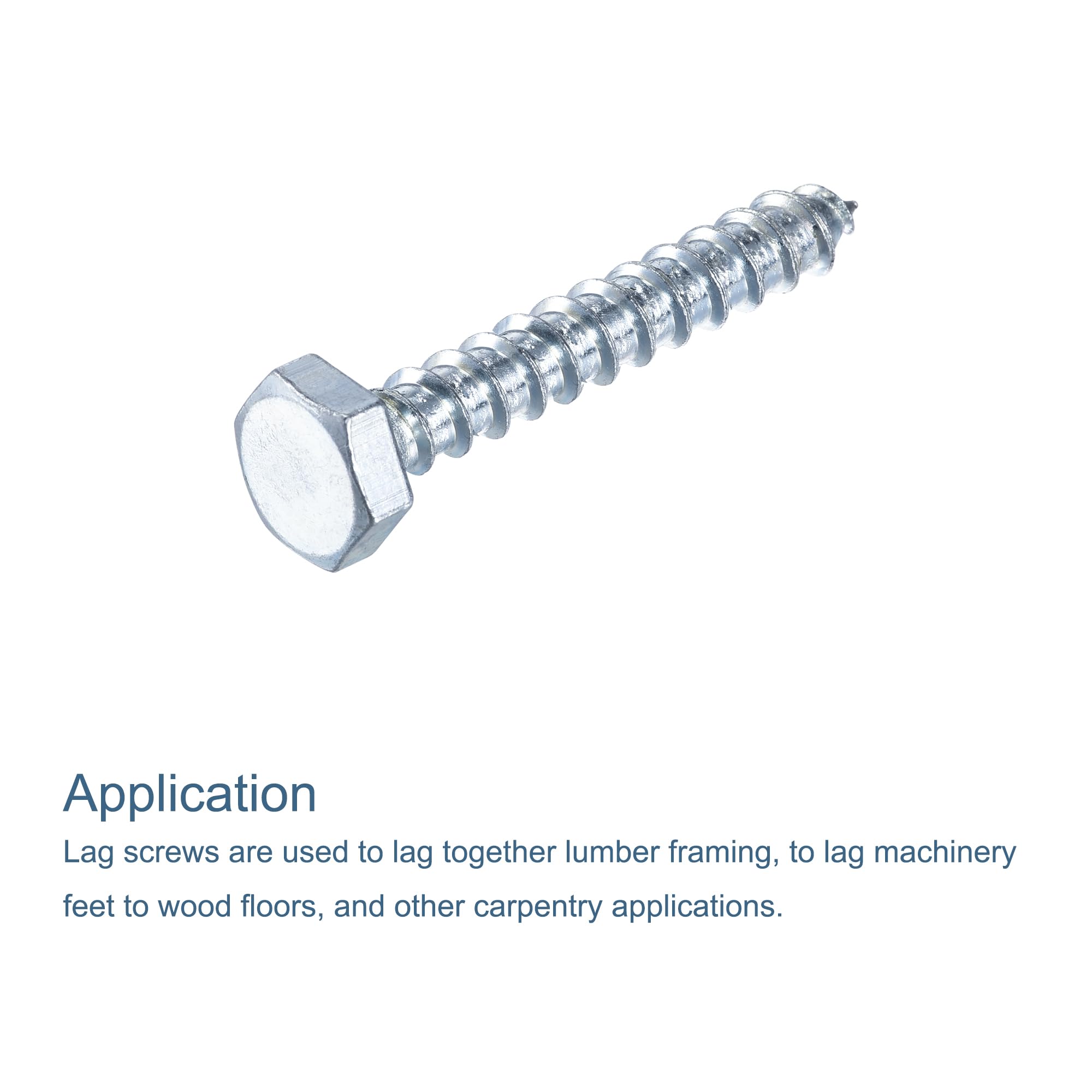 Hex Lag Screws M10x60mm Zinc Plated - Wood Screws 10Pcs for Decking & Furniture