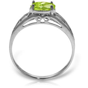 1.15 Carat 14K Solid White Gold Filigree Ring with Natural Peridot Gemstone | Elegant Jewelry for Women, Perfect for Weddings, Anniversaries & Special Occasions