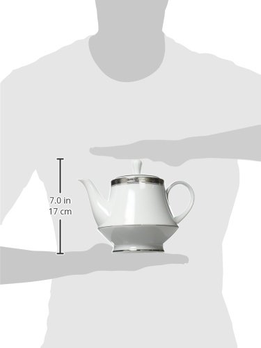 Noritake Crestwood Platinum Teapot - Elegant Japanese Porcelain Teapot for Loose Leaf Tea, Perfect for Afternoon Tea, Gifts & Home Decor