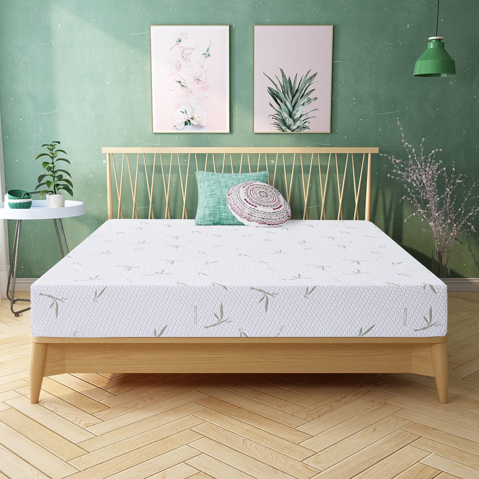 MUUEGM Twin XL 8 Inch Cooling Green Tea Gel Memory Foam Mattress with Breathable Bamboo Cover - Medium Firm, CertiPUR-US Certified, Made in USA - Pressure Relief for Back & Side Sleepers, Perfect for Dorms, Guest Rooms & Small Spaces