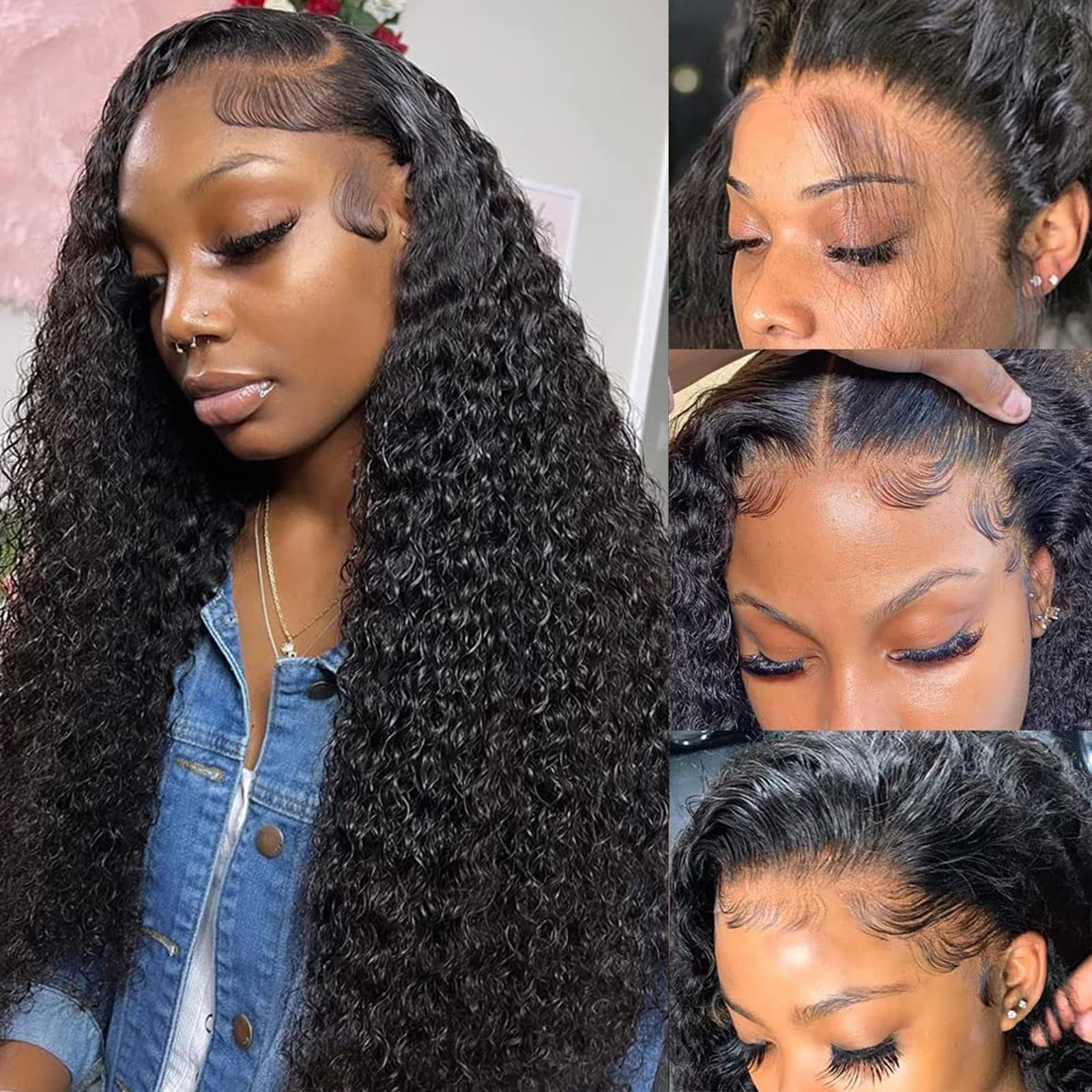 13x4 Deep Wave Lace Front Wig Human Hair - 180% Density Pre-Plucked HD Lace with Natural Hairline | Glueless Wet & Wavy Human Hair Wigs for Women (20 Inch) | Perfect for Daily Wear, Parties & Special Occasions