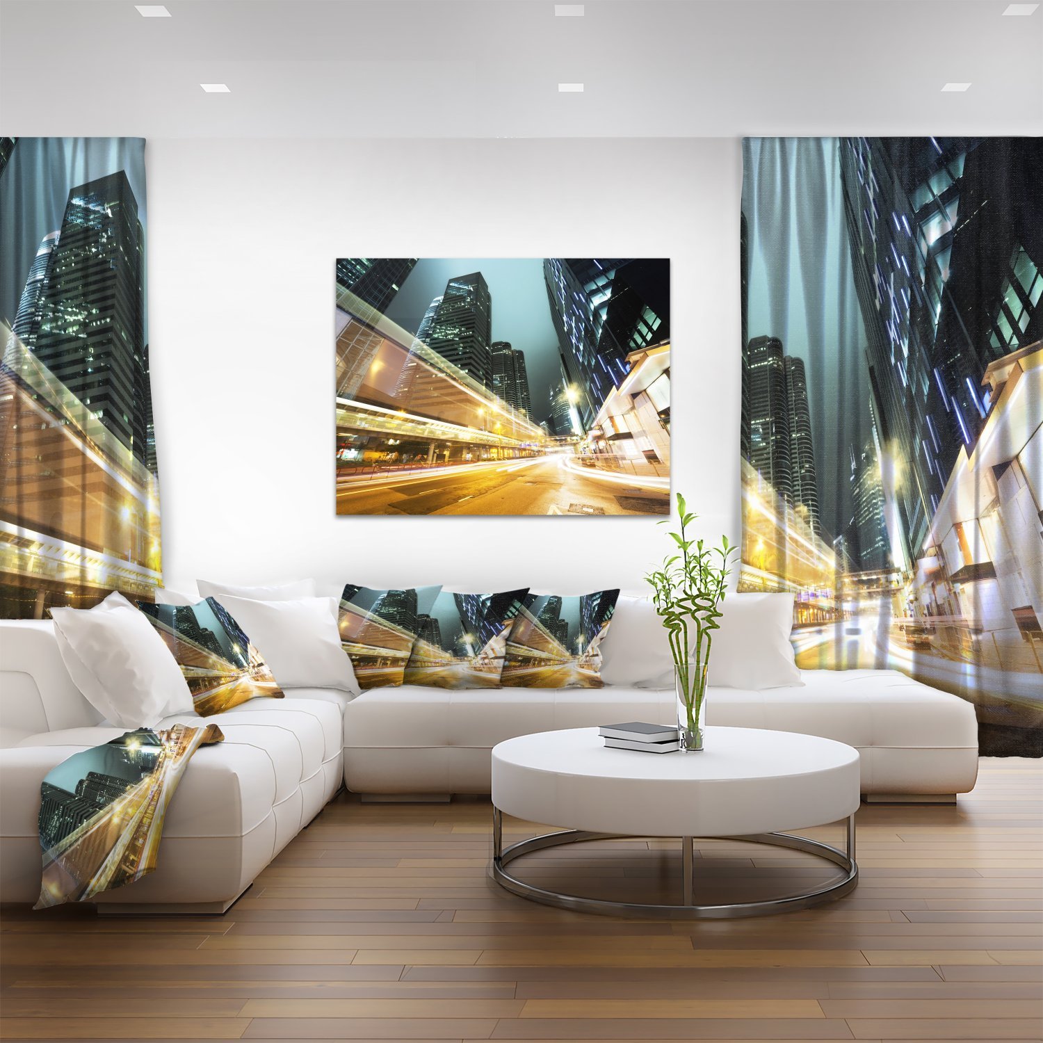 Hong Kong Night Cityscape Canvas Print - Vibrant Urban Traffic Wall Art for Home & Office Decor