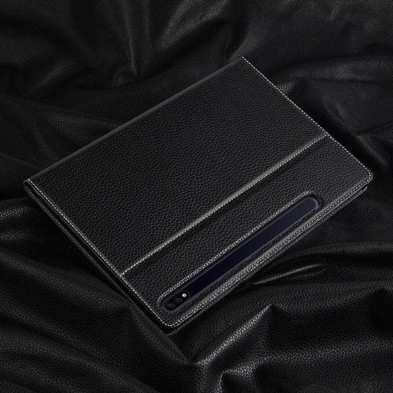 Premium Cowhide Real Leather Case for Samsung Galaxy Tab S8 Plus 12.4 X800 - Slim Protective Cover with Stand | Perfect for Work, Travel & Home Use