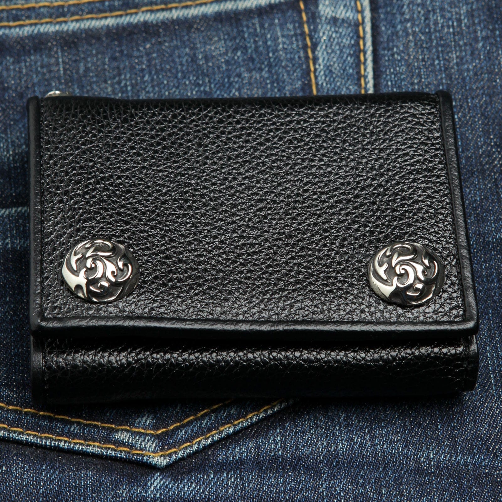 Authentic Cowhide Leather Biker Wallet for Men - RFID Blocking, Multiple Card Slots & ID Window - Perfect for Motorcycle Riders, Travel & Everyday Use