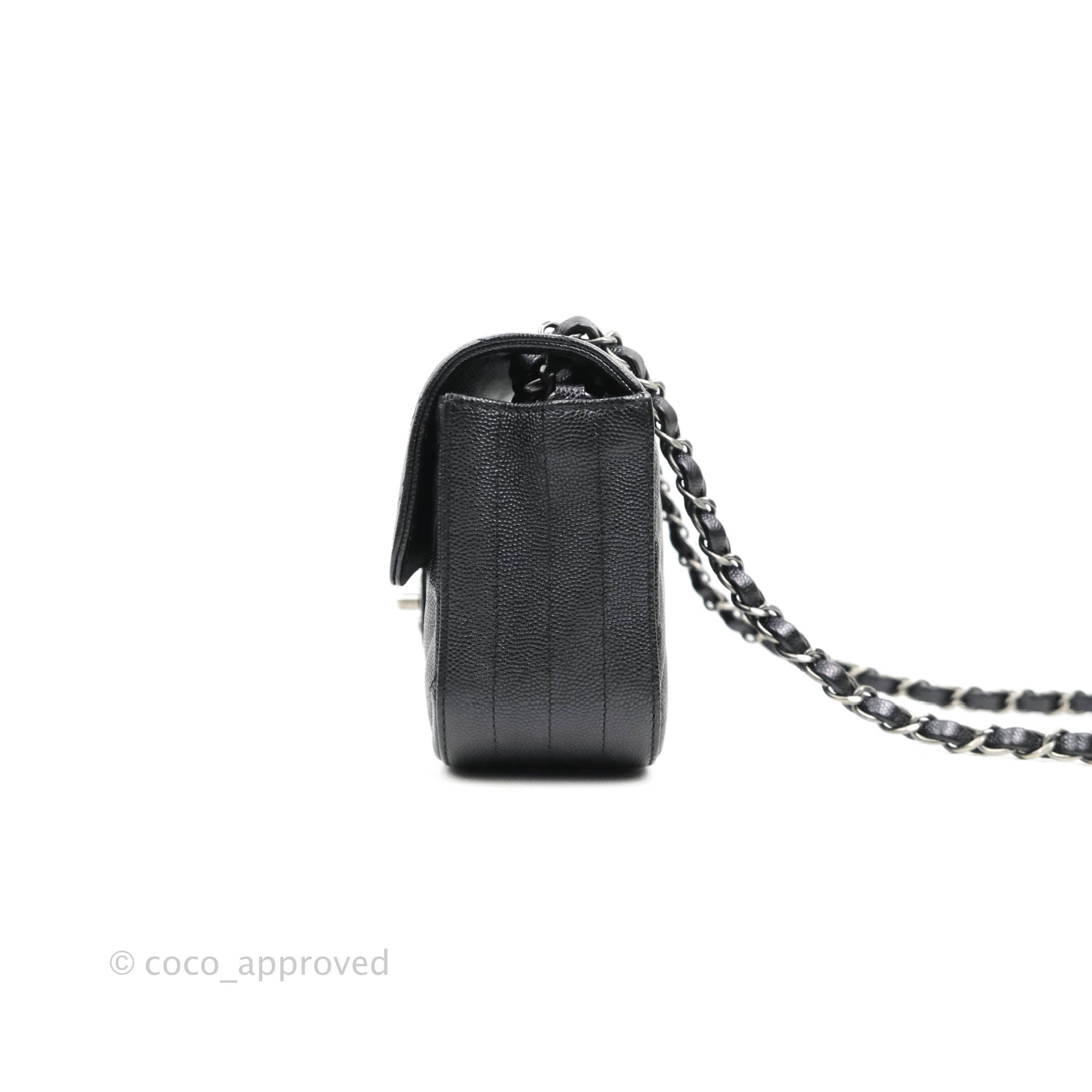 Chanel Chevron Mini Rectangular Flap Bag in Iridescent Black Caviar Leather with Ruthenium Hardware - Perfect for Evening Events, Parties & Luxury Fashion Accessories