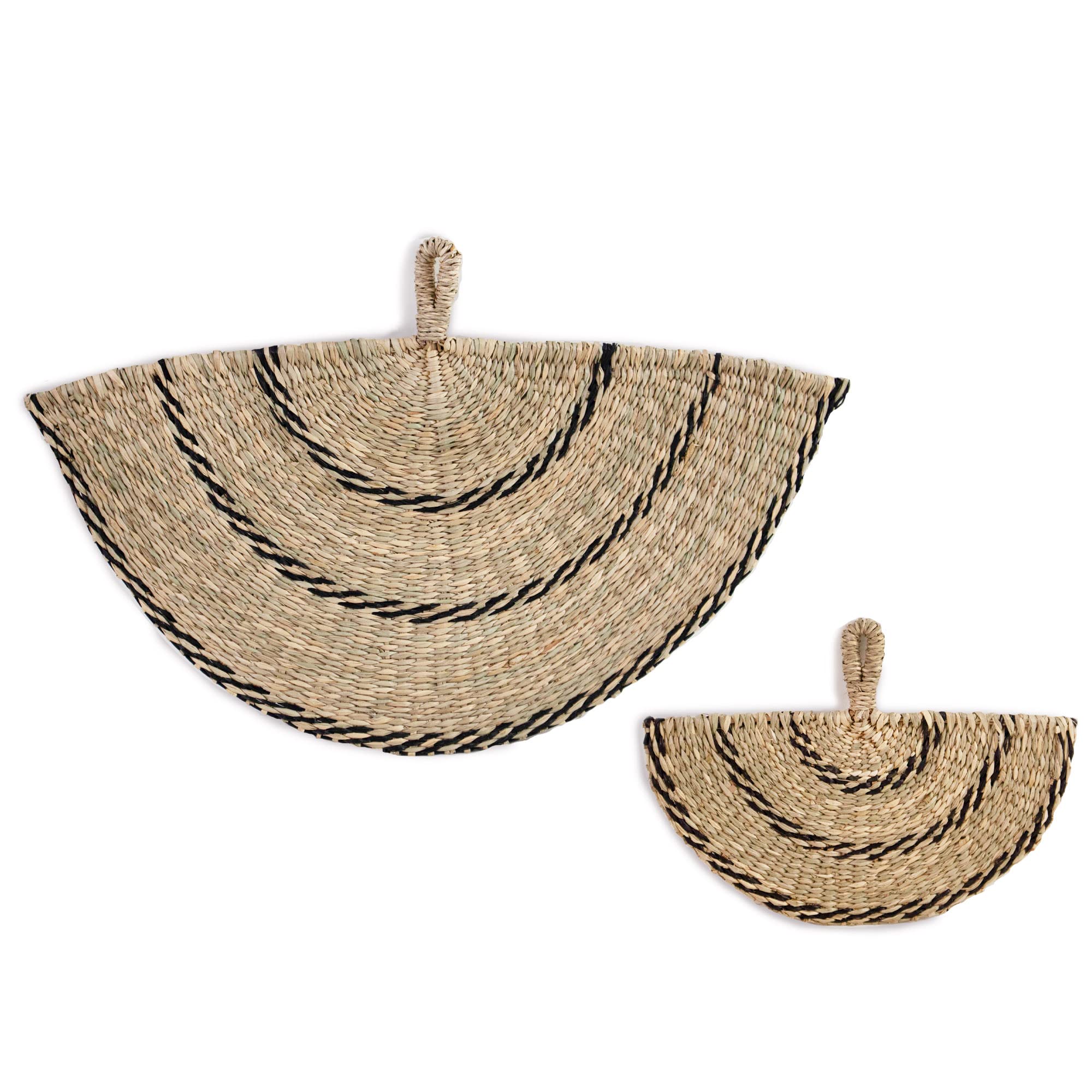 Natural Seagrass Woven Wall Fan Decor Set of 2 - Handmade Boho Farmhouse Hanging Fans with Handle - Rustic Wicker Wall Art for Living Room, Bedroom, Apartment & Home Decor | Perfect for Coastal, Beach House or Boho Chic Interior Design
