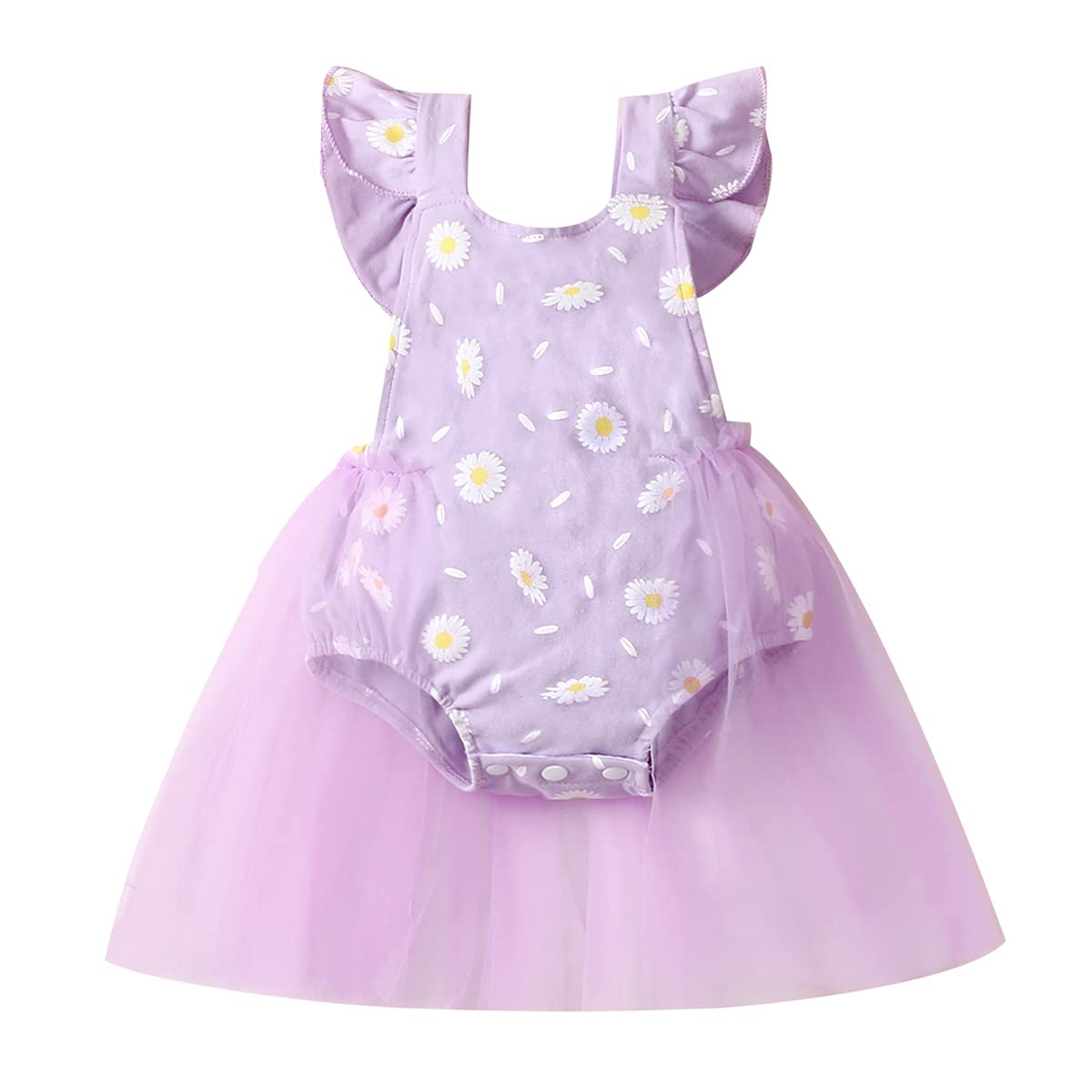Newborn Baby Girls Floral Romper with Ruffle Tutu & Lace Detail - Soft Cotton Jumpsuit Bodysuit for Summer - Perfect for Photoshoots, Parties & Special Occasions