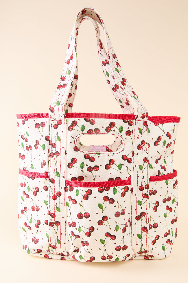 Fresh Red Cherries Print Canvas Tote Bag - Eco-Friendly Reusable Shopping Bag for Groceries, Beach, Picnic & Daily Use