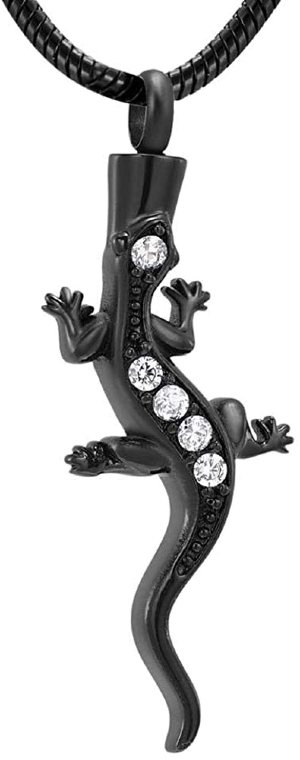 KFSKB Keepsake Pendant - Crystal Lizard Cremation Jewelry for Ashes, Stainless Steel Memorial Necklace - Perfect for Pet Loss Remembrance & Loved Ones Memorial