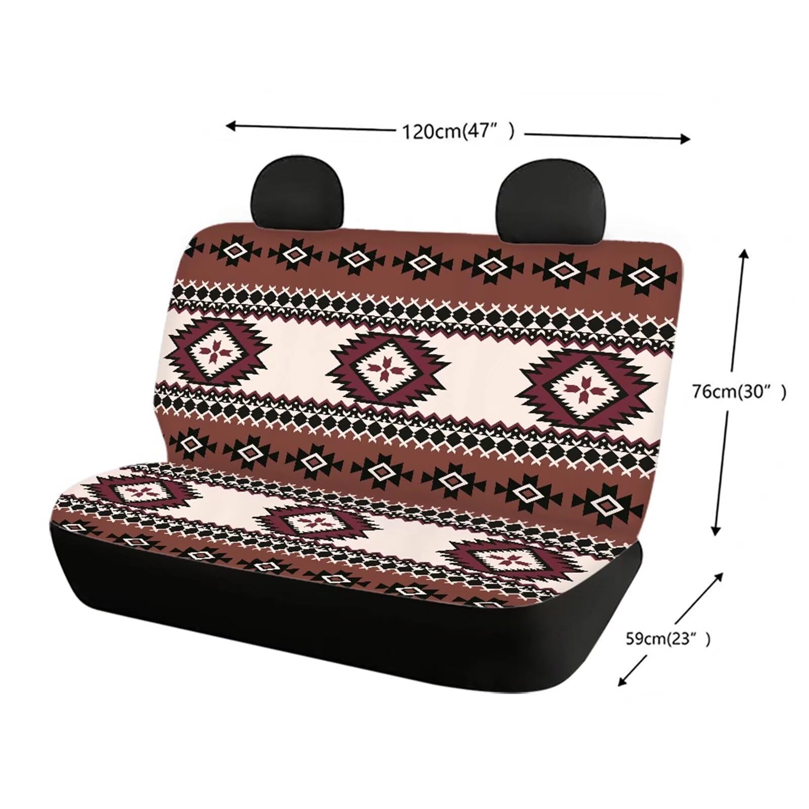 Aztec Rear Bench Seat Cover - Universal Stretchable Back Seat Protector for SUV & Truck - Split Design for Easy Access - Durable Car Interior Accessories for Kids & Pets - Perfect for Road Trips, Camping & Daily Commute