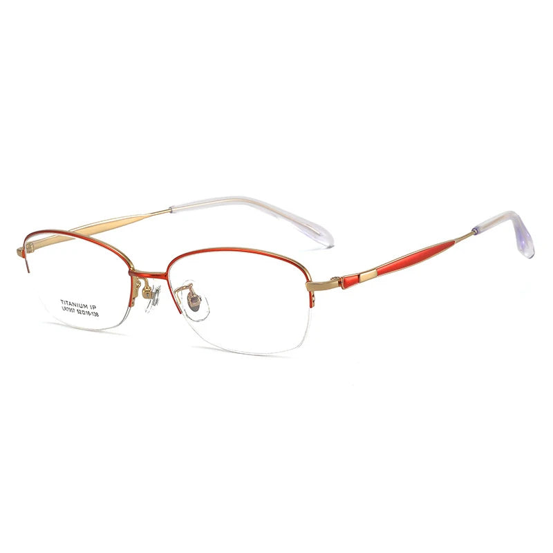 Bclear Women's Semi-Rimless Oval Titanium Eyeglasses Frame 7957 - Lightweight & Durable Glasses for Work, Reading & Fashion