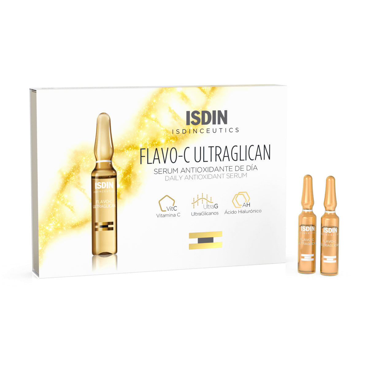 ISDIN Isdinceutics Flavo C Ultraglican Serum - Vitamin C Anti-Aging Face Serum with Antioxidants for Brighter Skin | Perfect for Daily Skincare Routine & Nighttime Use