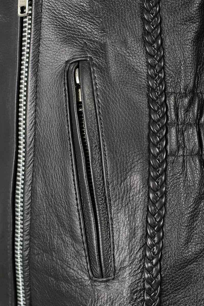 Milwaukee Leather LKL2710 Women's Classic Black Braided Motorcycle Jacket with Studded Back - Stylish Biker Jacket for Riding & Fashion | Perfect for Motorcycle Enthusiasts & Urban Streetwear