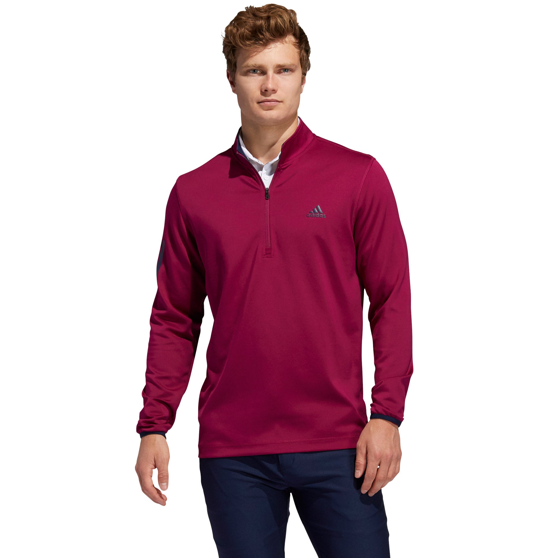 Adidas 3 Stripes Midweight Layering Men's Golf Sweatshirt - Comfortable & Stylish Pullover for Golfing, Casual Wear & Outdoor Activities