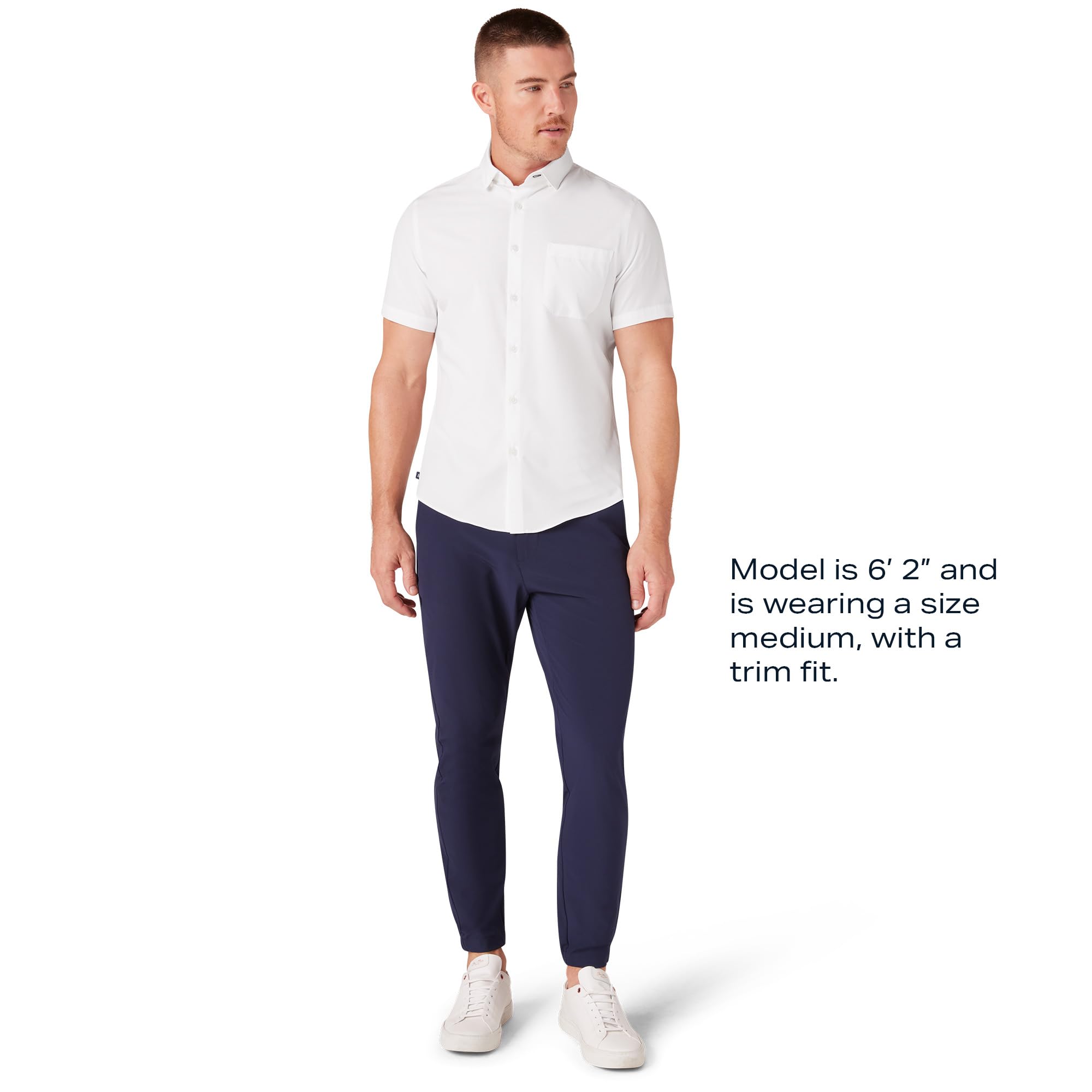 Mizzen+Main Leeward Wrinkle-Resistant Short-Sleeve Performance Dress Shirt for Men - 4-Way Stretch, Trim Fit Button-Up - Perfect for Office, Business Travel & Summer Weddings