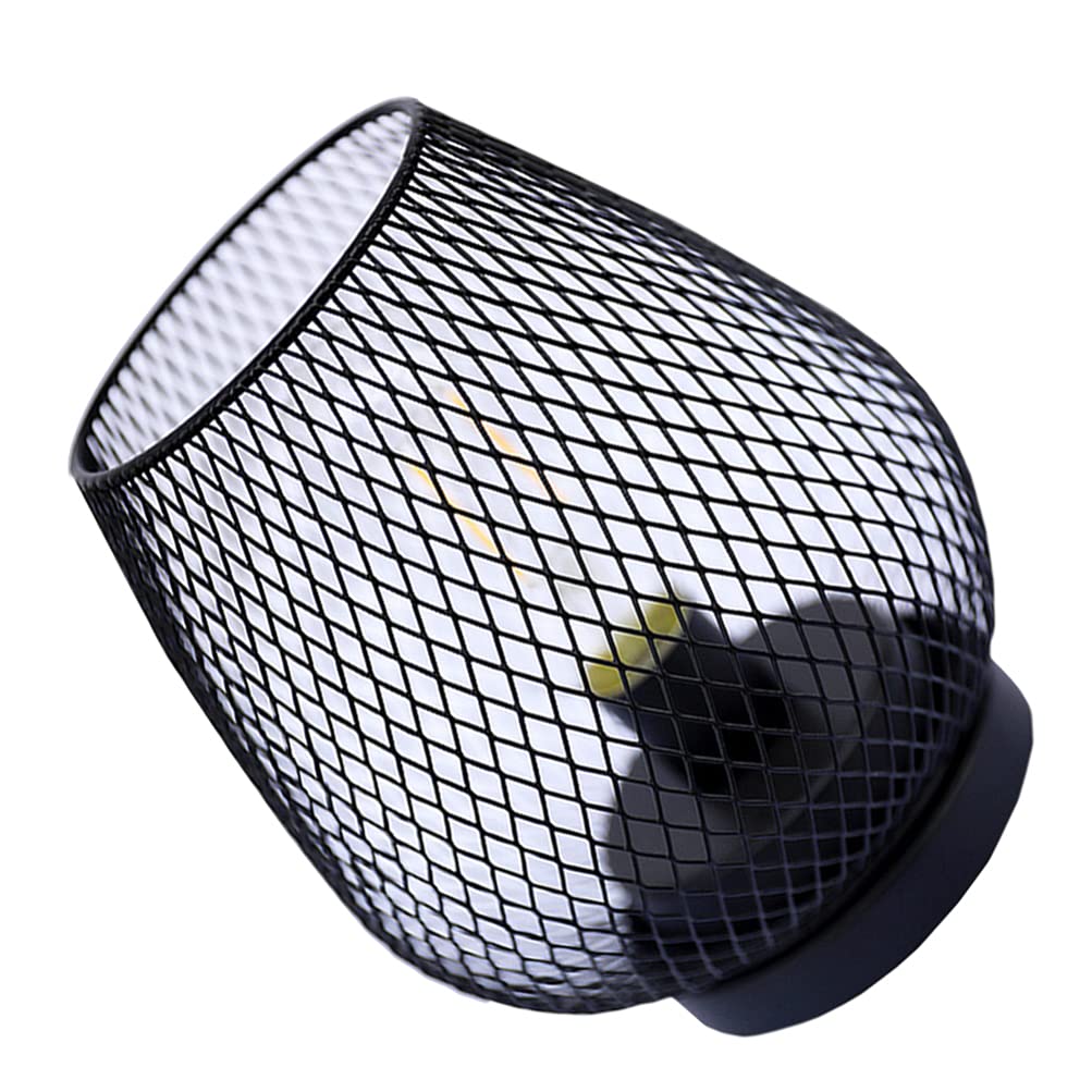 Vintage Industrial Table Lamp - Black Wire Cage Night Light for Bedroom, Desk & Living Room | Decorative Iron Light Shade, No Battery Needed | Perfect for Bedside, Office & Home Decor