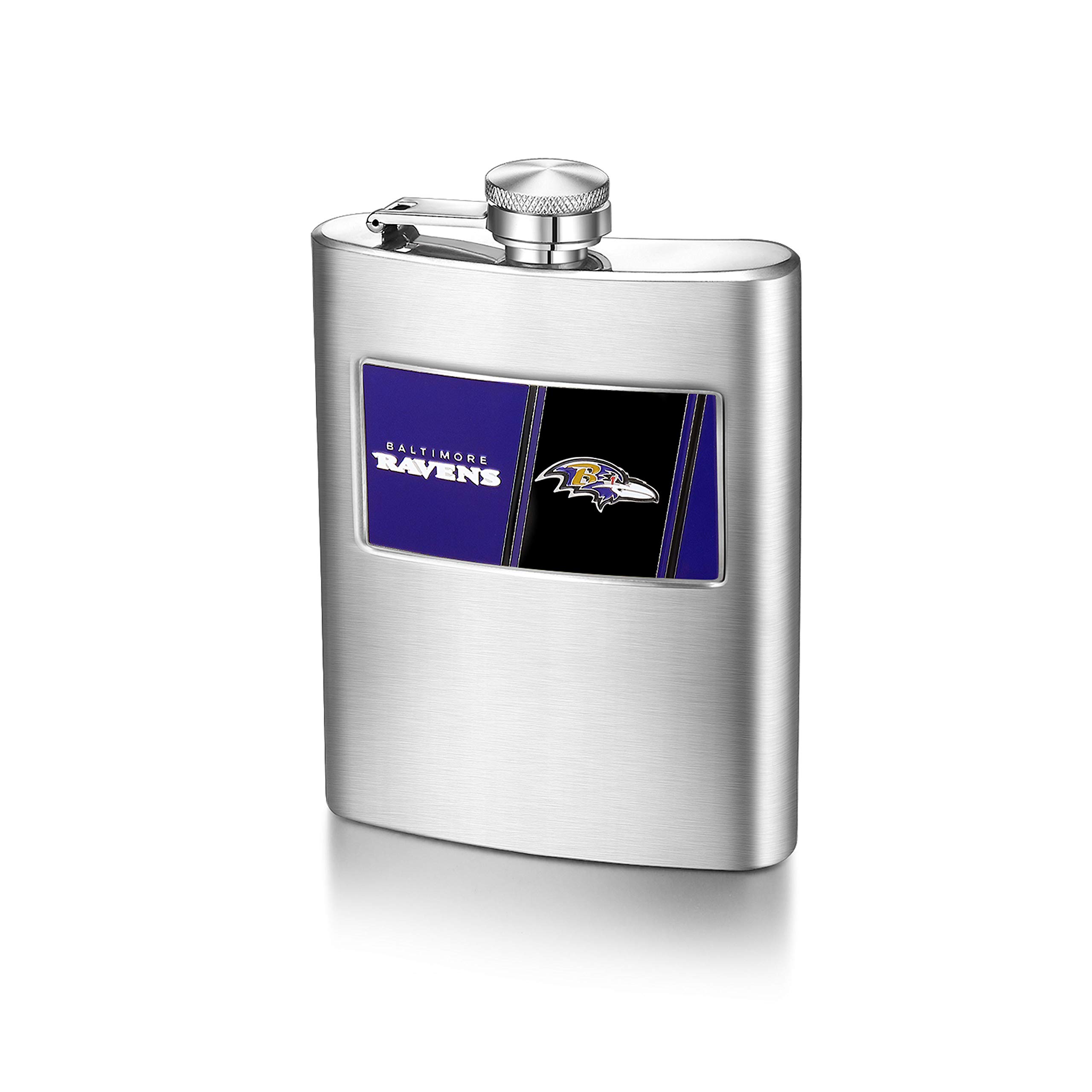 NFL Baltimore Ravens 8oz Matte Stainless Steel Hip Flask with Team Logo - Perfect for Tailgating, Gifts & Game Day Drinks