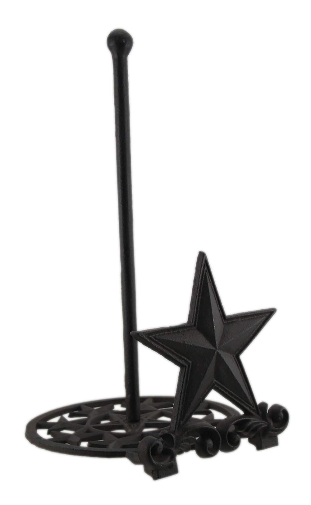 Rustic Brown Cast Iron Western Star Paper Towel Holder - Vintage Farmhouse Kitchen Decor for Countertop or Wall Mount - Perfect for Country Style Homes, Restaurants, and Cowboy Themed Spaces