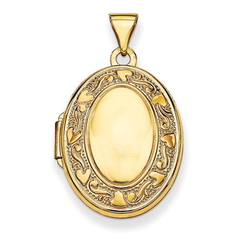 14K Yellow Gold Oval Locket Pendant Necklace - Perfect for Valentine's Day Gifts & Memorial Jewelry