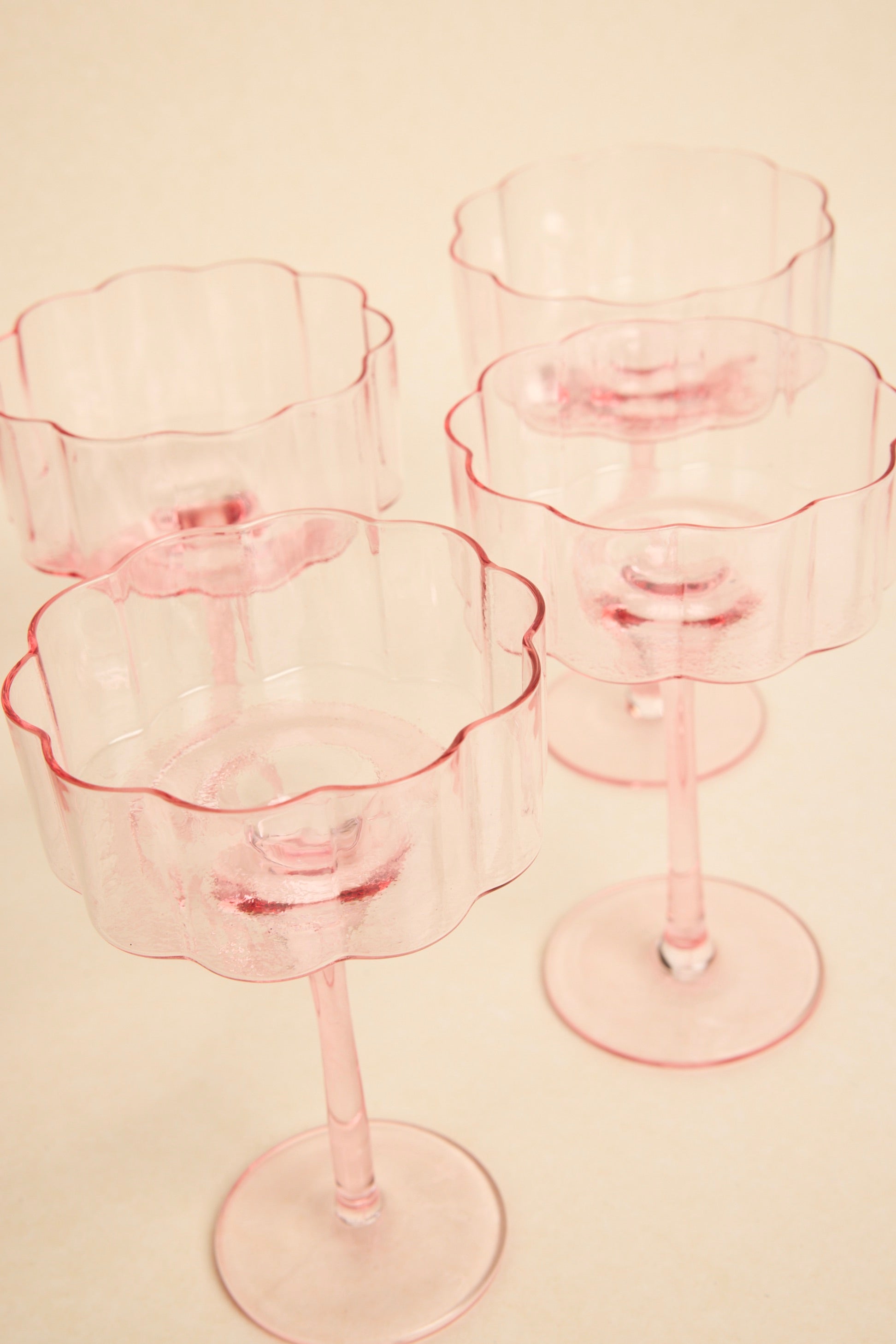 Bloom Wavy Pink Cocktail Glass - Elegant Stemware for Margaritas, Martinis & Champagne - Perfect for Parties, Weddings & Home Bars