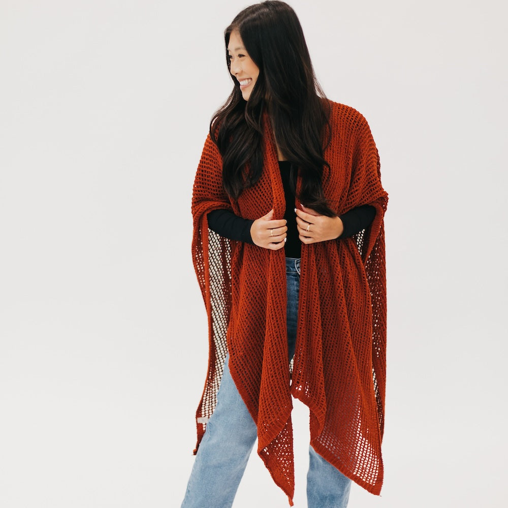 Cece Crochet Poncho - Stylish Handmade Women's Knit Shawl Wrap for Fall & Winter | Perfect for Casual Outfits, Layering, and Cozy Evenings