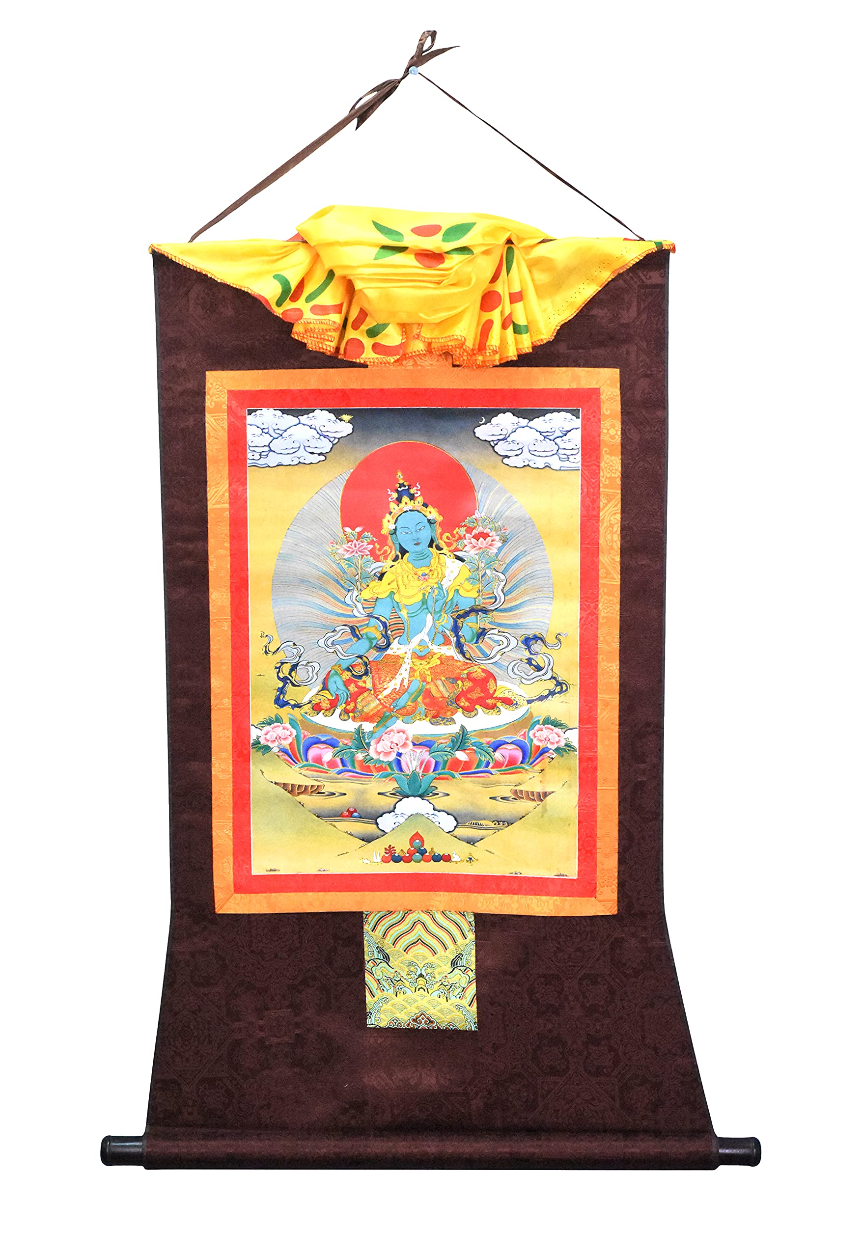 Handmade Tibetan Green Tara Thangka Wall Hanging - Authentic Buddhist Thanka Painting for Meditation, Yoga & Home Decor - Perfect for Spiritual Spaces, Altars & Mindful Living