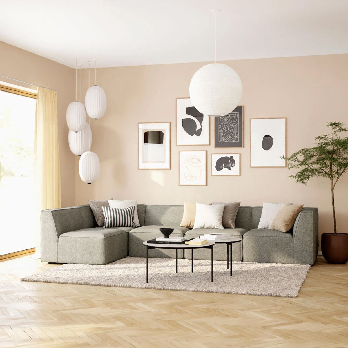 Dane Boucle 1 Seater Right Corner Modular Sofa - Modern Accent Chair for Small Spaces, Living Room, Apartment & Office - Soft Upholstered Lounge Seating with Comfortable Back Support