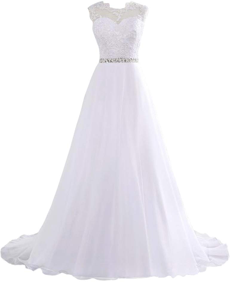 Elegant Crystal Sash Wedding Dresses with Lace Appliques - Bridal Gowns for Bride, Formal Occasions & Special Events