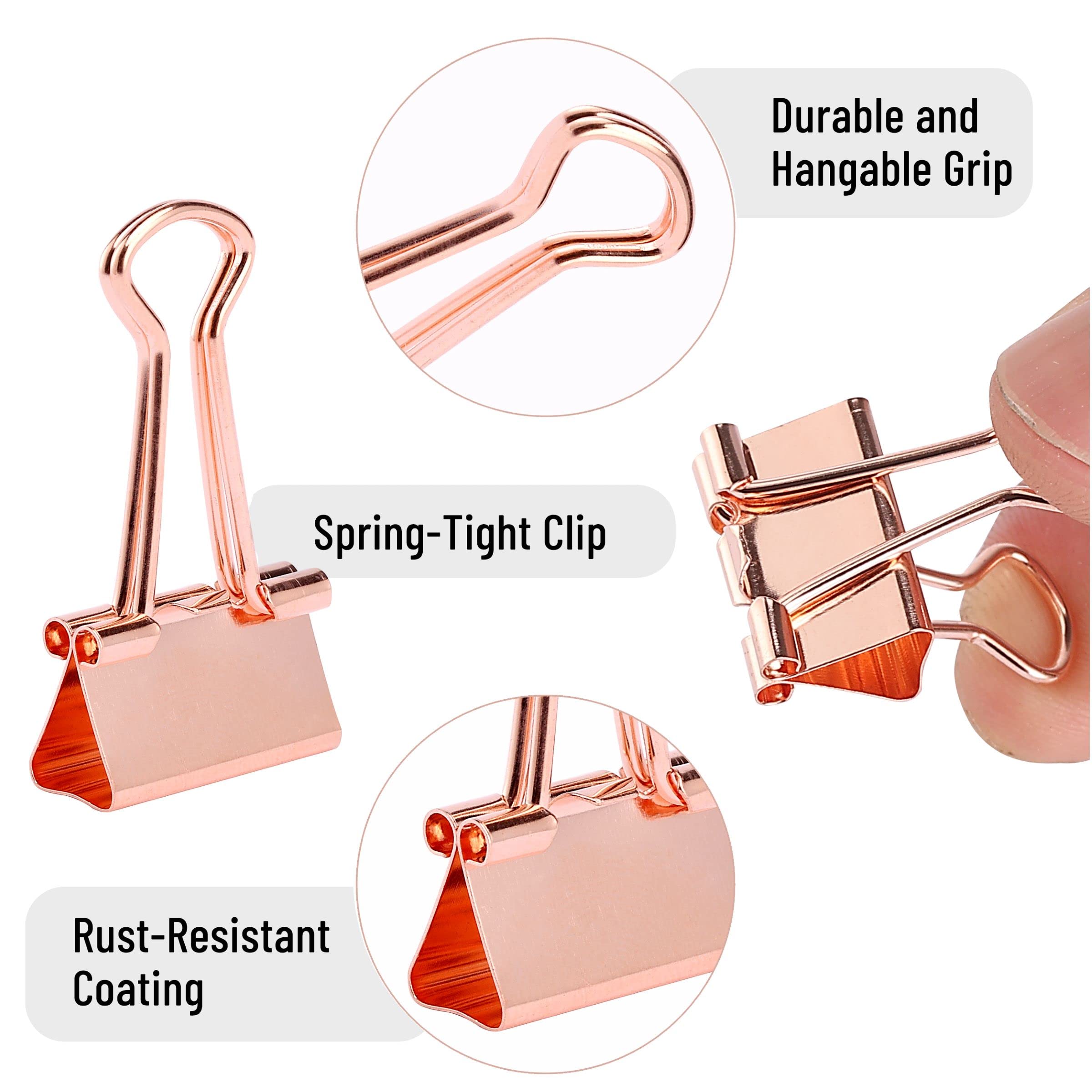 Mr. Pen- 50 Pack Rose Gold Small Binder Clips (0.75 Inch) - Mini Office Paper Clips for Organizing Documents, School Supplies, Craft Projects & Bulletin Boards