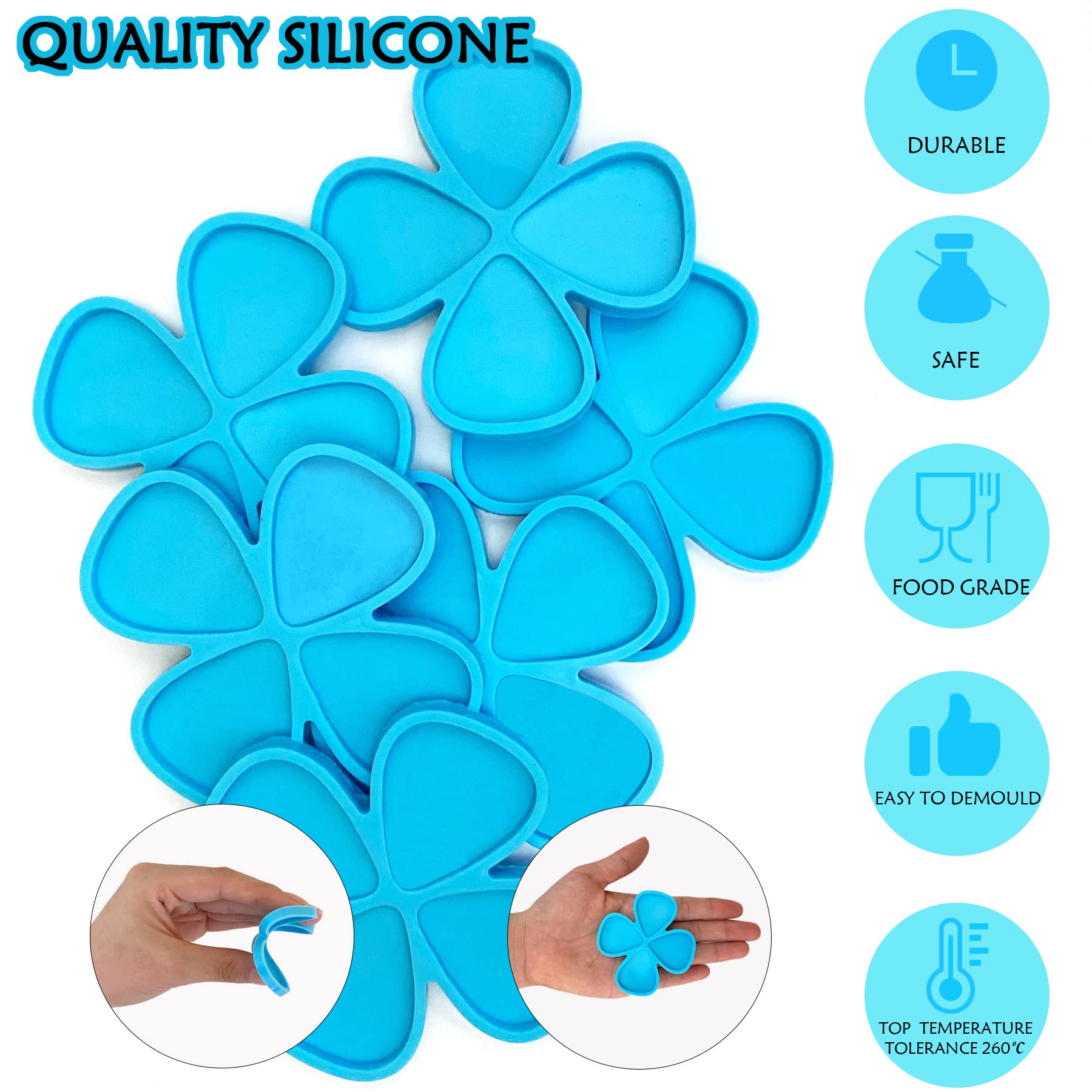 6 Pack Guitar Picks Epoxy Resin Molds - DIY Silicone Casting Mold for Guitar Plectrums, Thumb Picks & Jewelry Making - Perfect for Keychains, Pendants & Craft Projects (Great for Musicians & DIY Enthusiasts)
