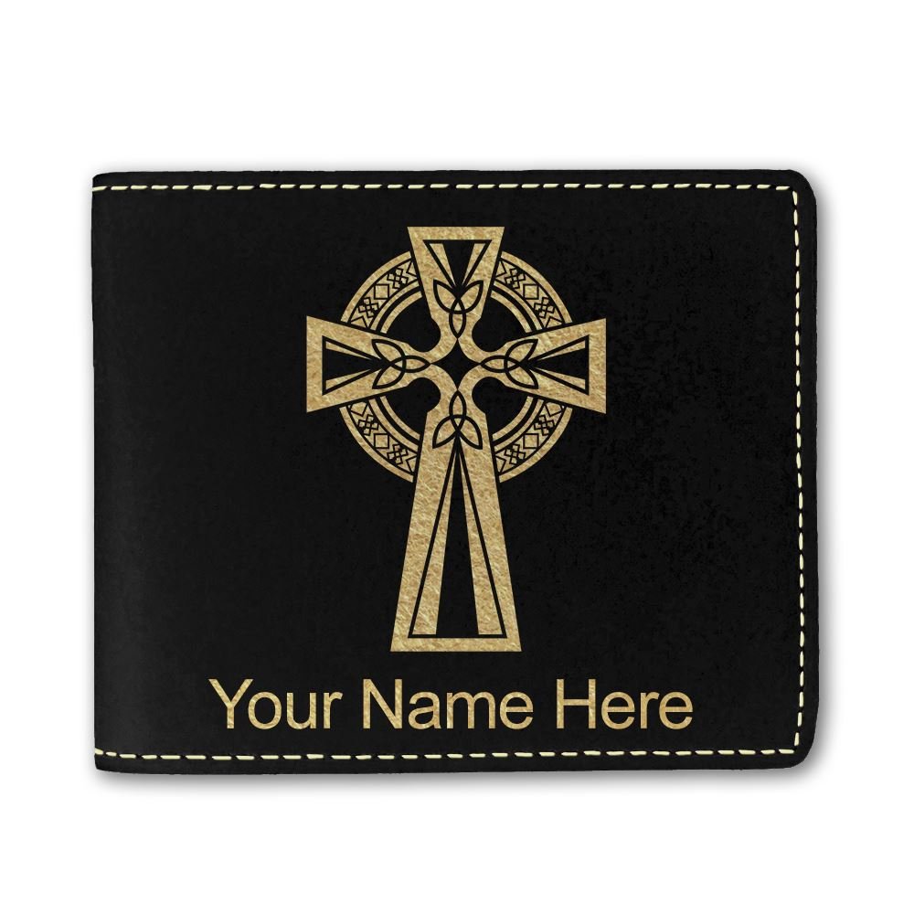 Personalized Celtic Cross Faux Leather Wallet - Custom Engraved Gift for Men & Women - Perfect for Everyday Use, Travel & Special Occasions