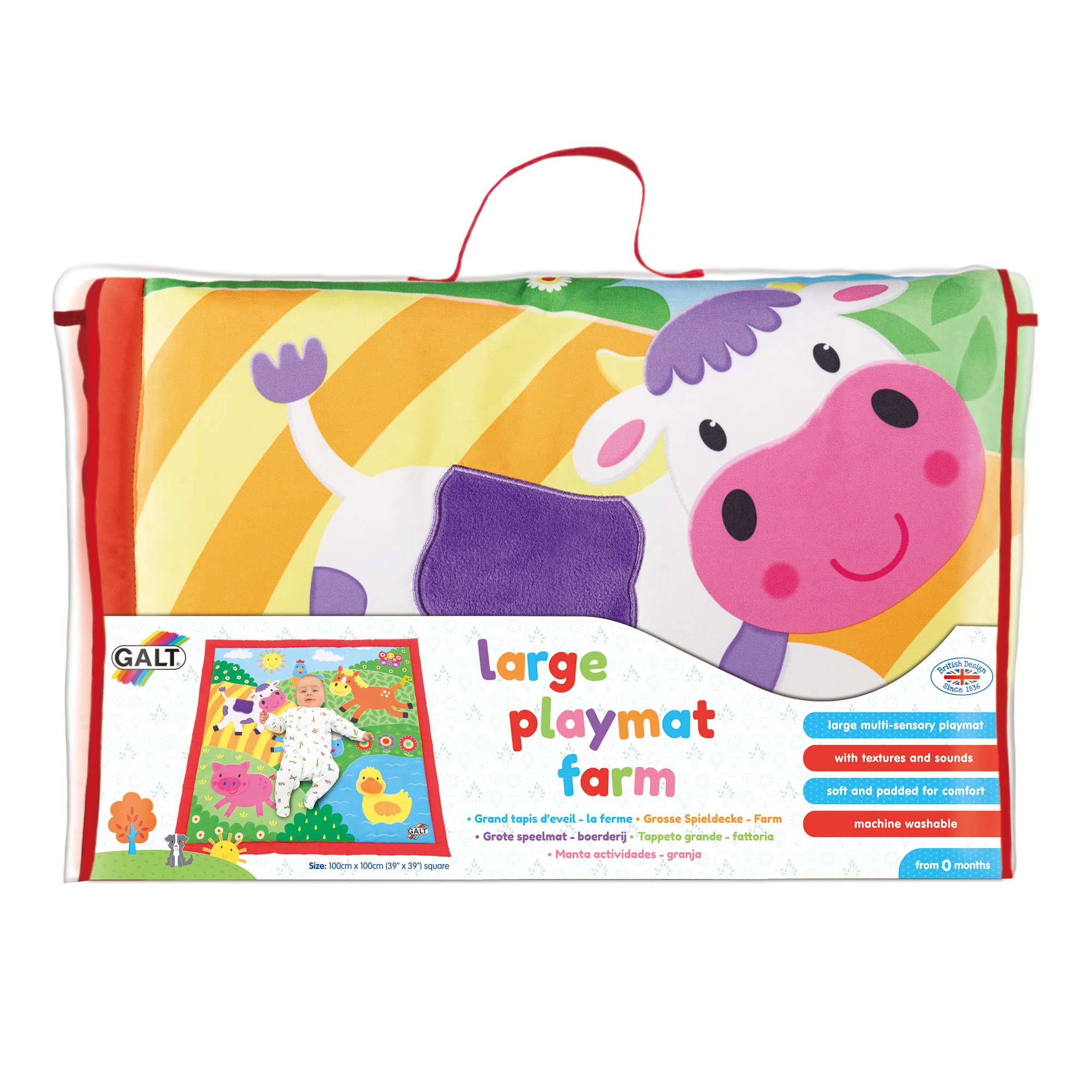 Galt Toys Large Farm Playmat for Kids - Educational Farm Animal Activity Mat for Toddlers & Preschoolers - Perfect for Playrooms, Daycare & Home Learning