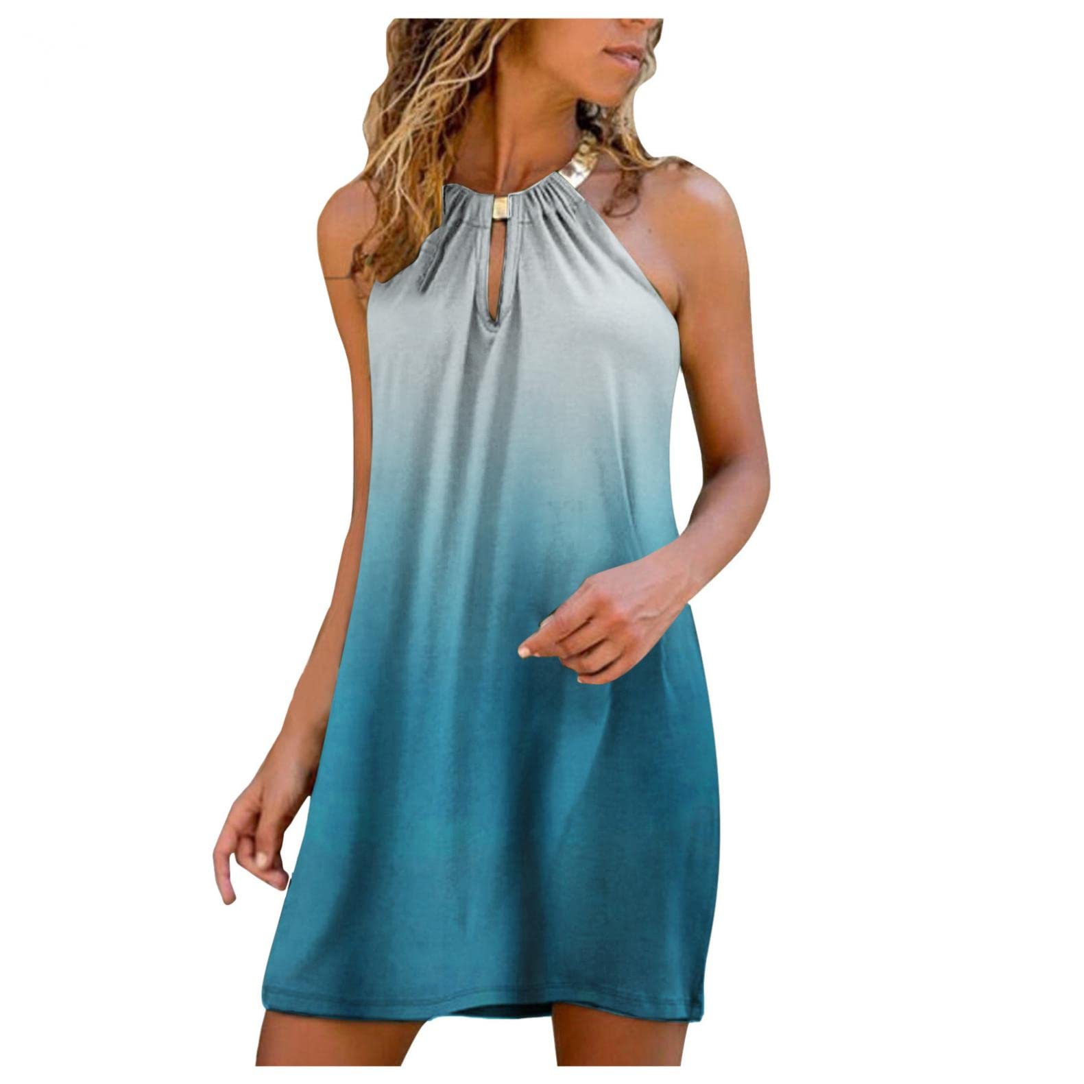 Women's Floral Print Summer Dress - Casual Loose Sleeveless Beach Dress for Vacation & Outdoor Activities | Perfect for Beach Trips, Pool Parties and Summer Getaways