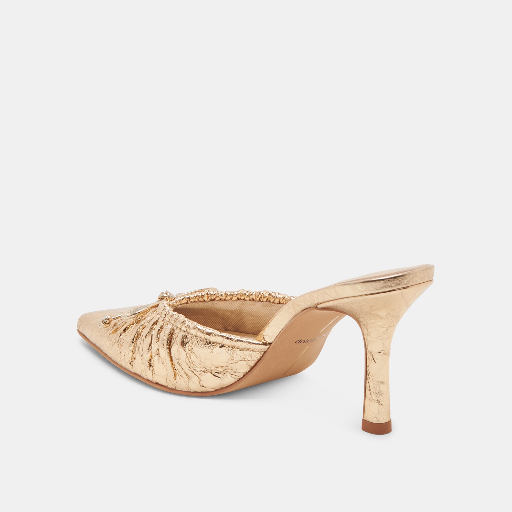 KAIRI Women's Gold Distressed Leather Heels - Stylish High Heel Shoes for Parties, Weddings & Evening Events