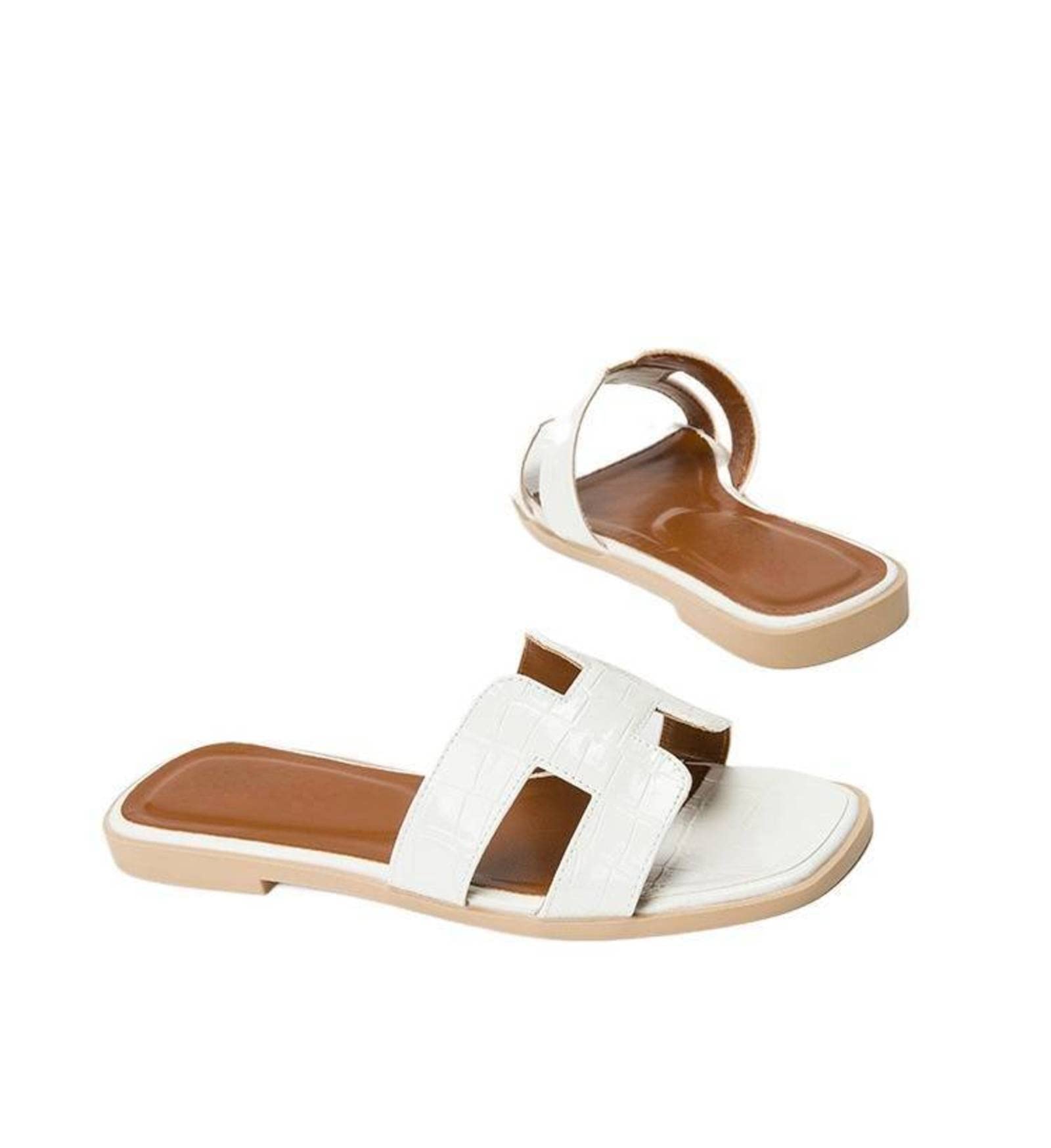 Premium Women's Crocodile Leather Slippers - Summer Sandals & Fashion Beach Shoes for Women | Comfortable Slides for Poolside, Vacation & Home Wear