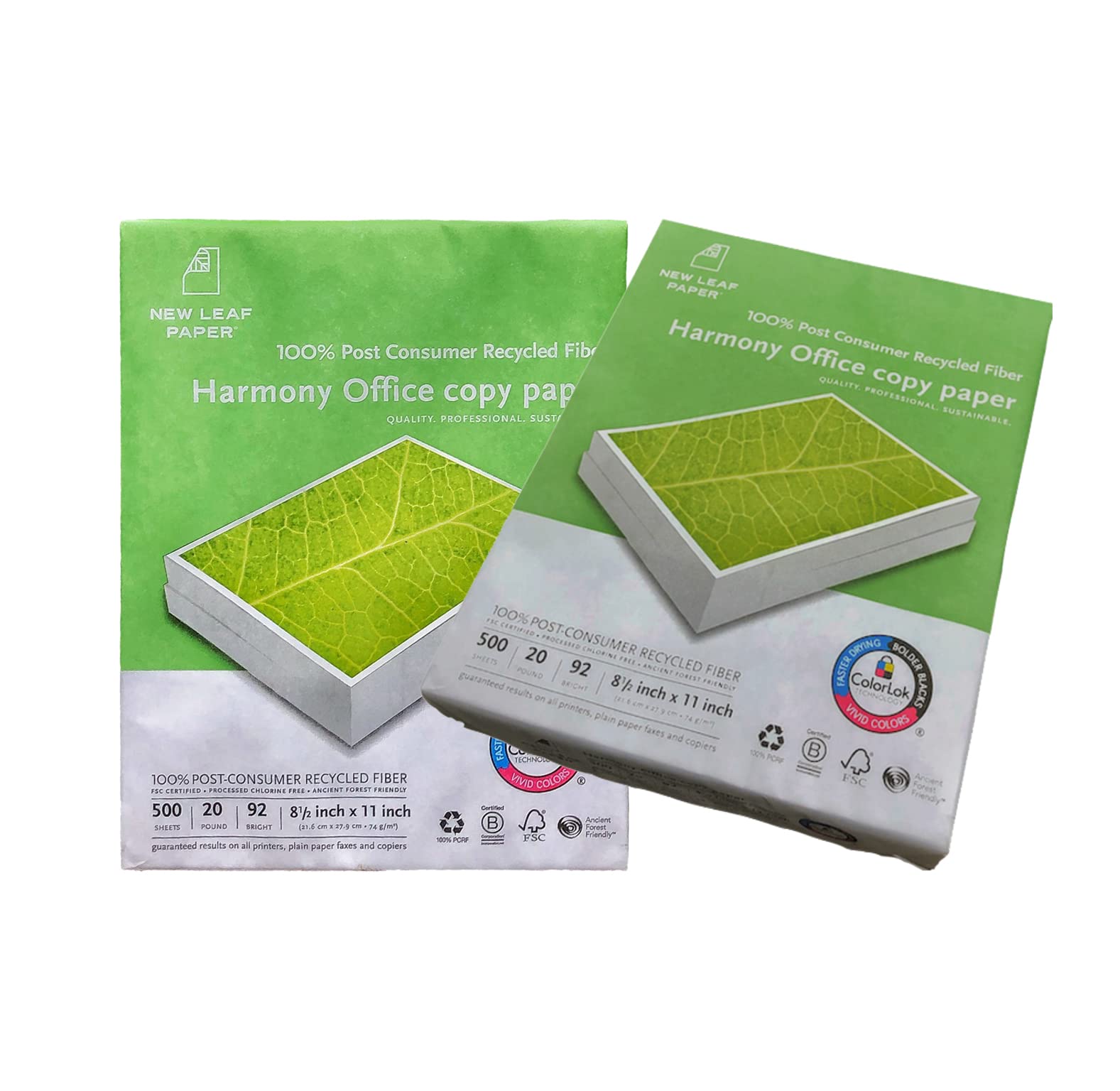 Premium 100% Recycled Printer Paper - 20 lb Harmony Multipurpose Copy Paper, 2 Reams (500 Sheets/Ream), HP ColorLok Certified, Made in USA, Bright White (10801) - Ideal for Office Printing, School Projects & Eco-Friendly Home Use