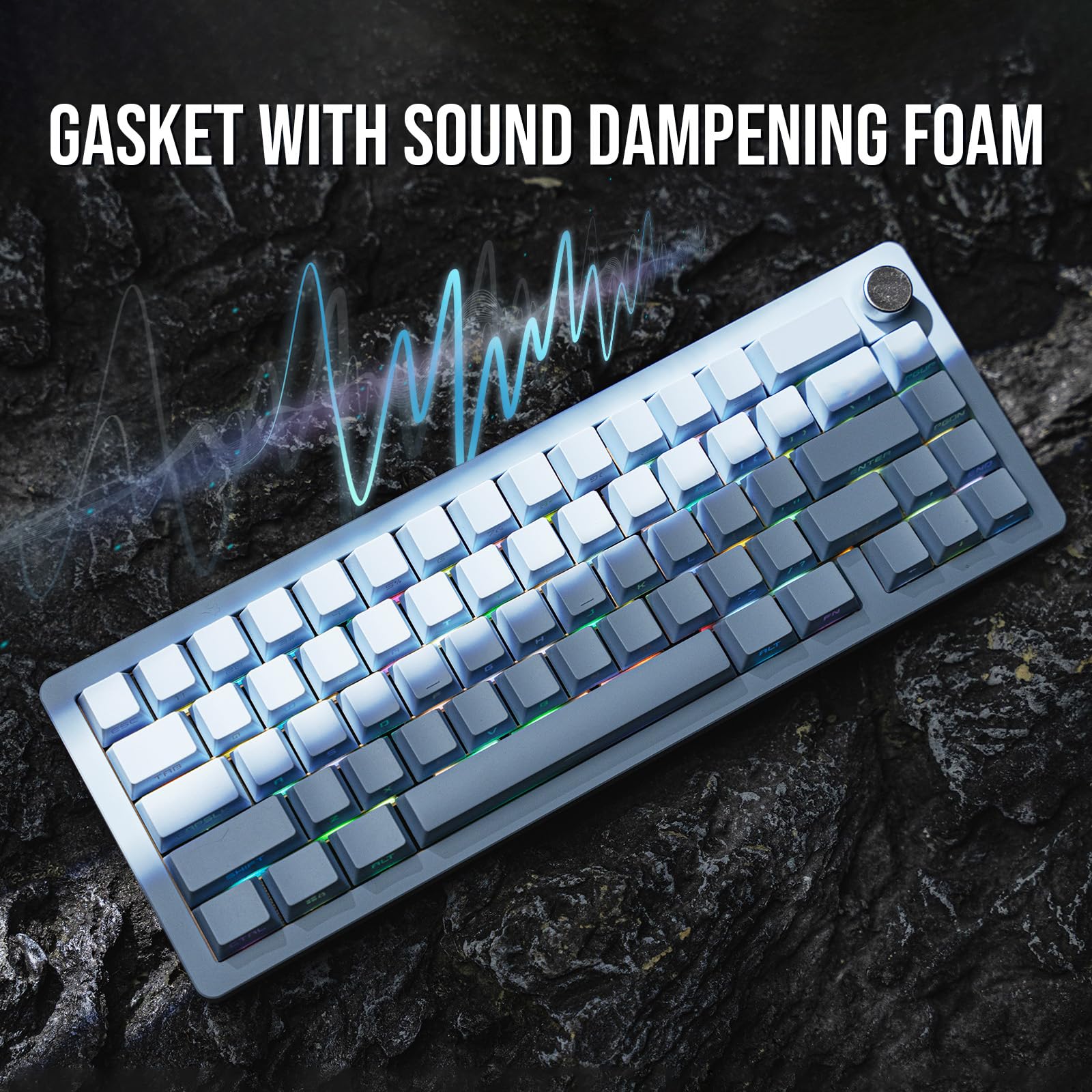 EPOMAKER Tide65 QMK/VIA Wireless Mechanical Gaming Keyboard - 65% Compact Aluminum Body, Programmable Creamy Keys, Bluetooth/2.4Ghz/USB-C Connectivity, FR4 Plate for Windows & Mac (Blue, Lemon Switch) - Perfect for Esports, Office Work & Typing Enthusiasts