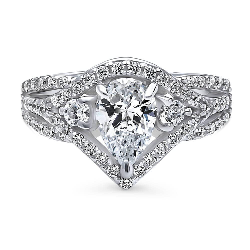 Sterling Silver Woven Wedding & Engagement Ring for Women - 1.3 Carat Cubic Zirconia CZ Statement 3-Stone Cocktail Ring, Rhodium Plated (Size 4-10) | Perfect for Bridal, Anniversary, Party & Special Occasions
