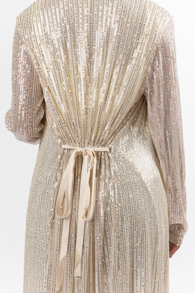 Elegant Gold Sequin Kimono Robe - Women's Luxury Loungewear for Parties, Weddings & Special Occasions