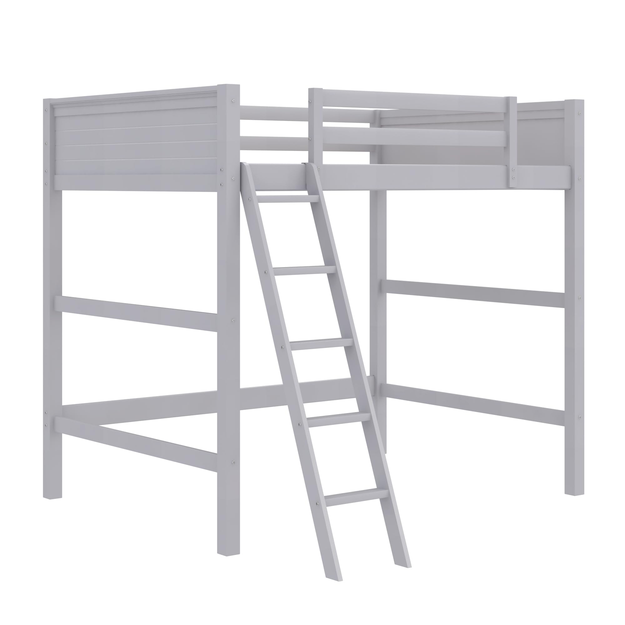 Dorel Living Denver Full Size Wood Loft Bed for Kids - Gray Wooden Frame | Perfect for Small Bedrooms, Dorms & Space-Saving Kids' Rooms