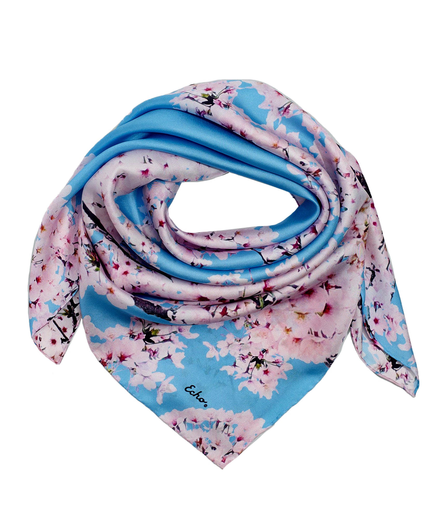 Premium Cherry Blossom Silk Scarf - Japanese Floral Design Square Shawl for Women - Perfect for Spring Fashion, Bridal Accessories & Special Occasions
