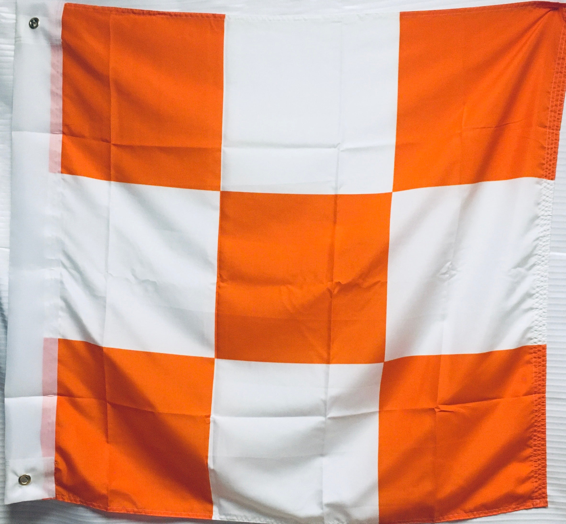 FAA Approved Safety Orange Checkered 3'x3' Flag - Heavy Duty ROUGH TEX® 100D Polyester with Reinforced Sleeve & Brass Grommets - Perfect for Airport Runway Marking, Construction Zones & High Visibility Safety Applications