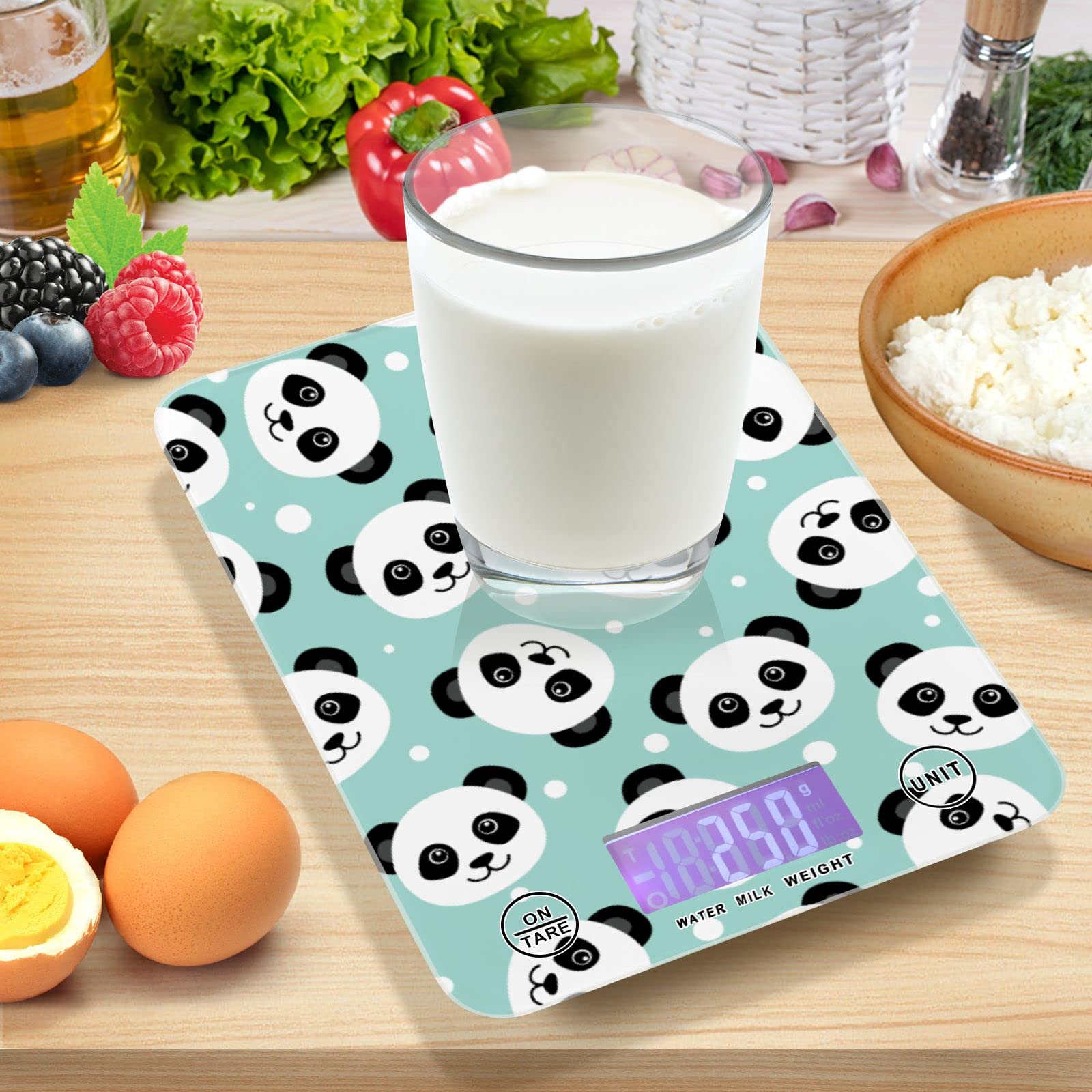 **Panda Teal Digital Kitchen Scale - Waterproof Food Scale with LCD Display, Measures in Ounces & Grams - Perfect for Cooking, Baking, and Meal Prep**