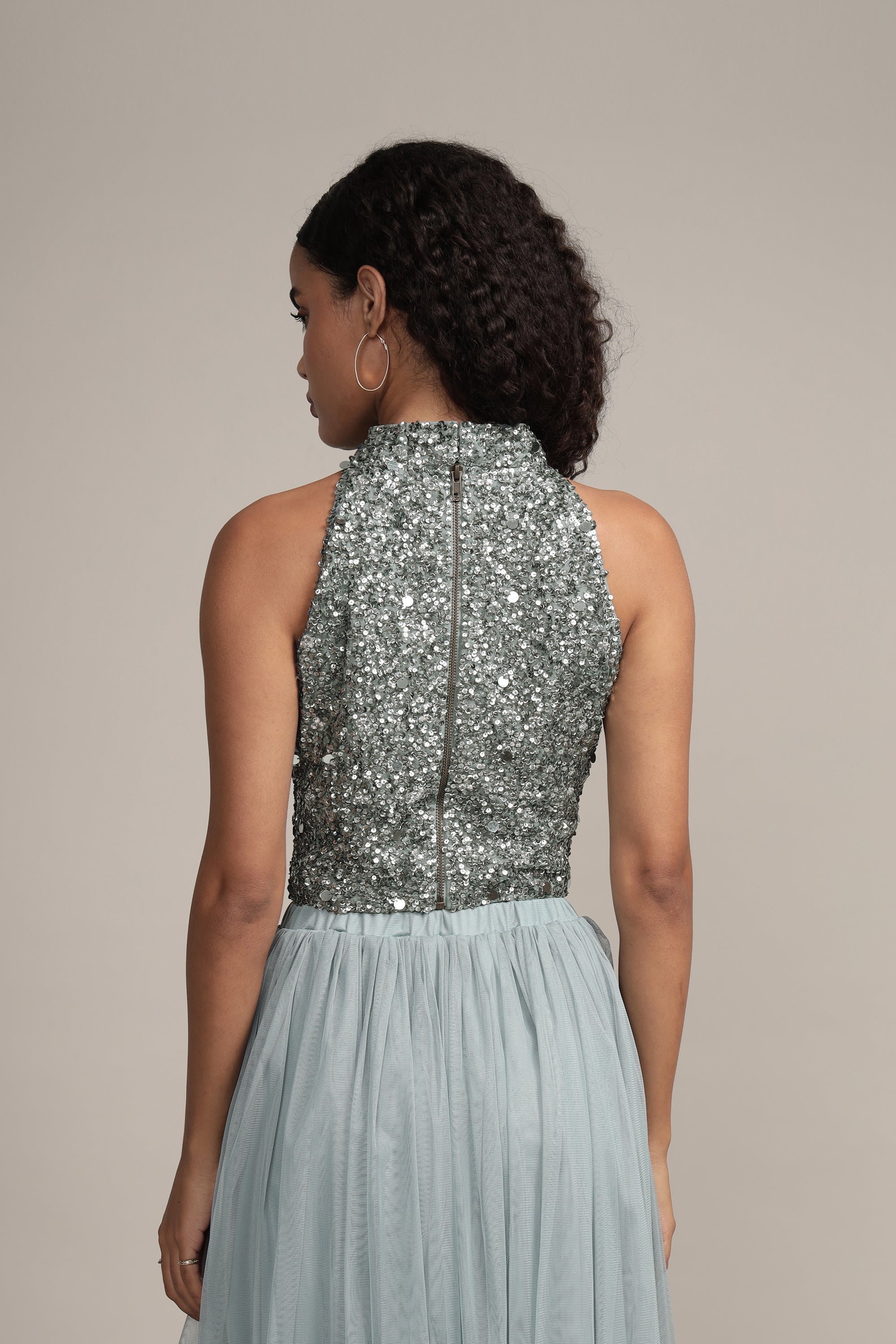 Stylish Gui Picasso Teal Sequin Top for Women | Elegant Party Blouse with Sparkling Sequins | Perfect for Night Out, Club Wear & Special Occasions