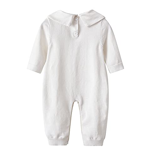 Baby Boy & Girl Peter Pan Collar Knit Sweater Romper - Soft One-Piece Jumpsuit Outfit for Infants 0-24 Months | Perfect for Family Photos, Playdates & Special Occasions