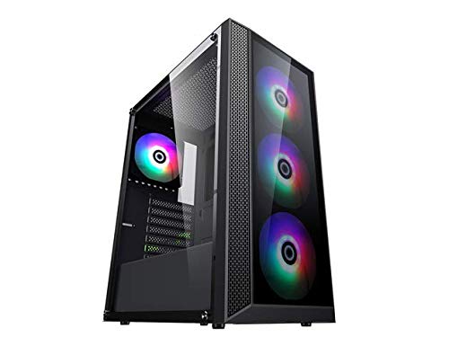 Raidmax ATX Mid Tower Gaming PC Case - 3 ARGB Fans, USB 3.0, Tempered Glass & Mesh Window - Black (Model i403) | Perfect for Custom Gaming Rigs, Streaming Setups & High-Performance Computers